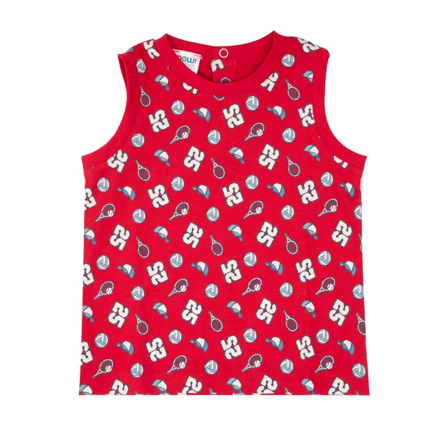 Baby canottiera jersey bimbo rossa baseball