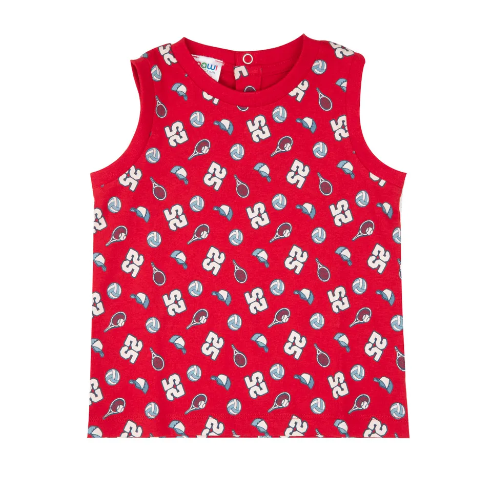 Baby canottiera jersey bimbo rossa baseball