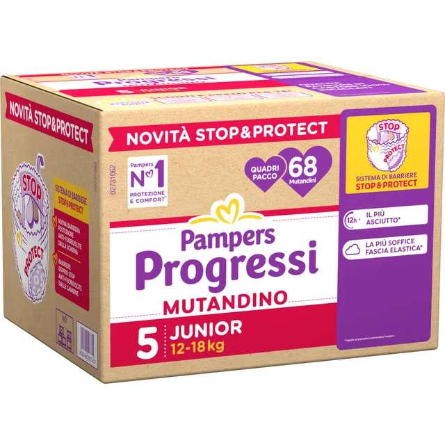 Pampers Progressi Mutandino pannolini junior taglia 5 x68
