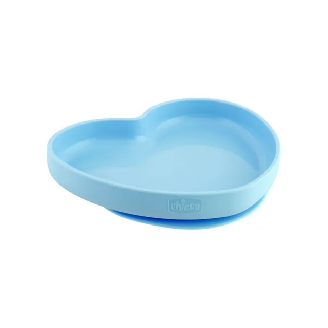 Chicco Piatto cuore silicone ventosa azzurro 9M+