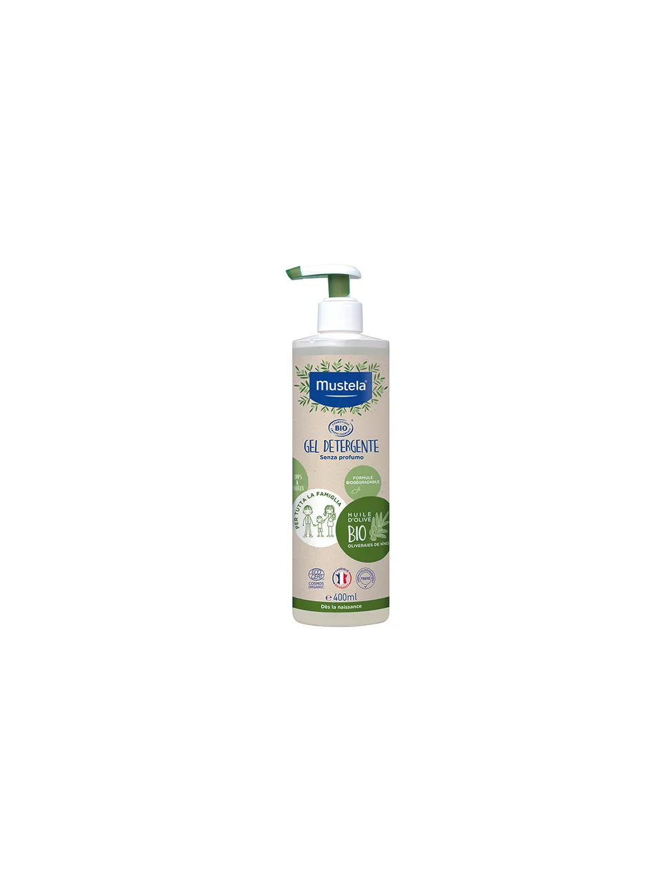Gel detergente bio corpo e capelli 400 ml senza profumo