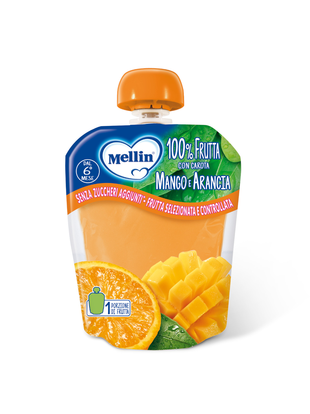 Mellin pouch frutta arancia mango 90 g dal 6° mese