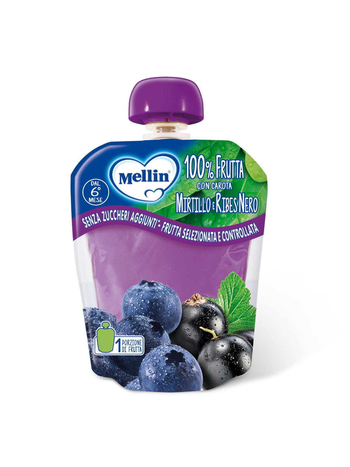 Mellin Pouch Frutta Mirtillo Ribes 90 g 100% Frutta