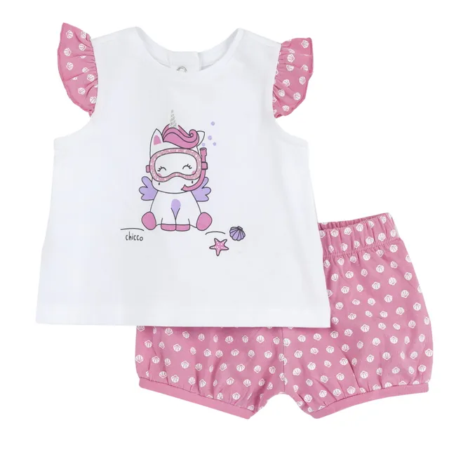 Chicco Completo Bambina Maglietta Pantaloncini Lavabile