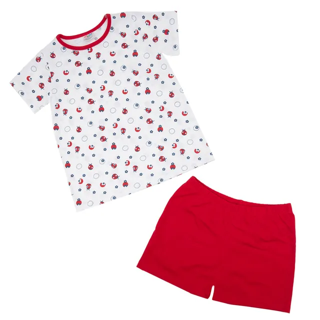 Pigiama bimba due pezzi rosso coccinelle jersey