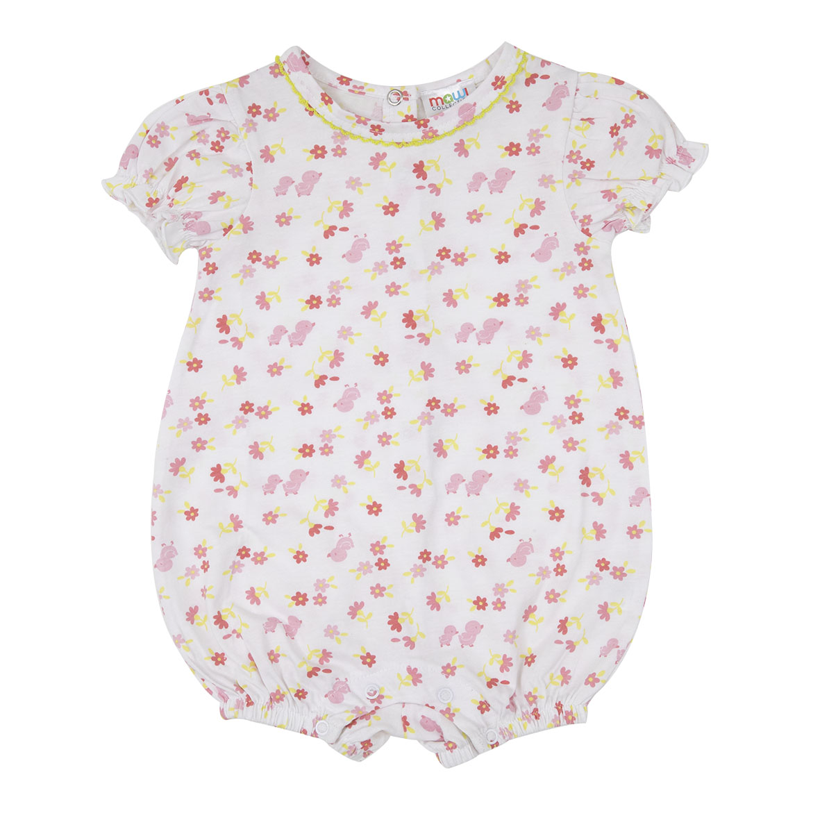 Pagliaccetto jersey bimba fiorellini bianco maniche corte