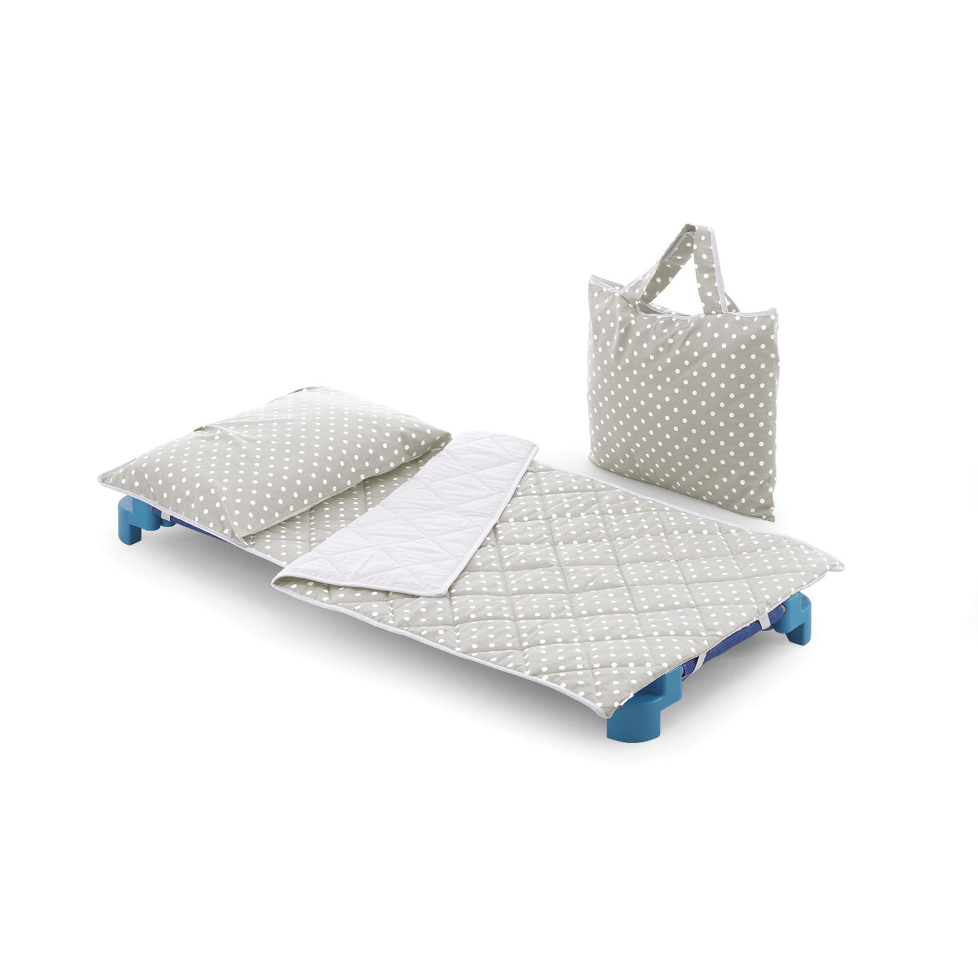 Italbaby set asilo trapuntato brandina pois tortora