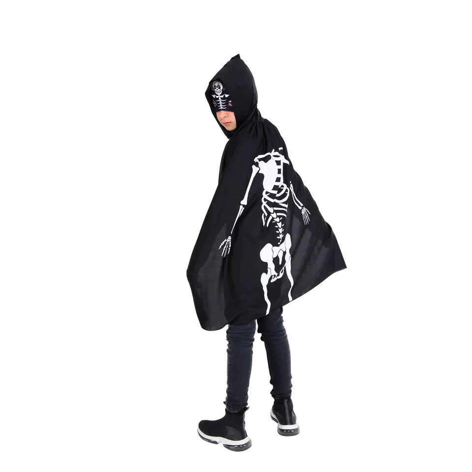 Costume Halloween Scheletro Bambino 3-8 Anni Mantello