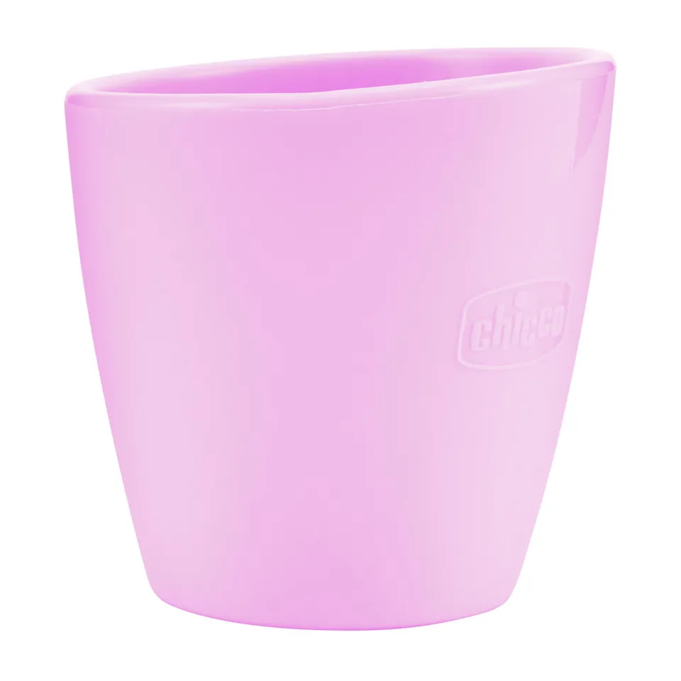 Chicco Bicchiere Silicone Rosa Bordo Inclinato