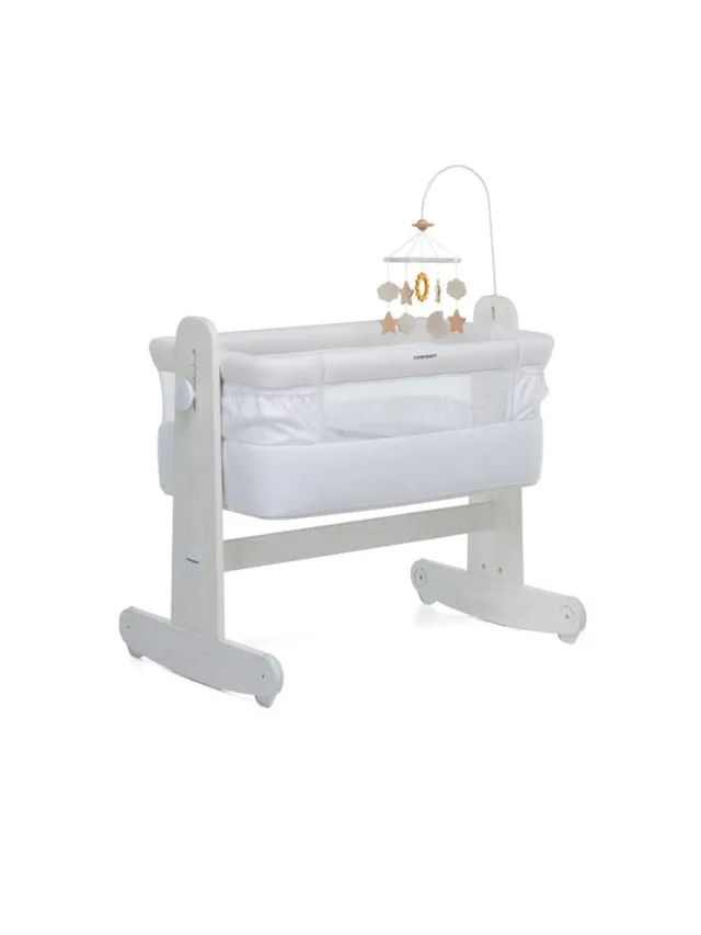 Mamma&Me Culla co-sleeping sbiancata legno con materasso