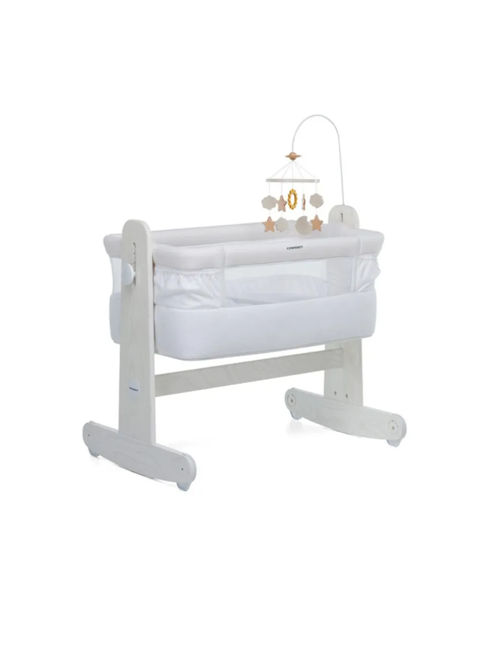 Mamma&Me Culla co-sleeping sbiancata legno con materasso