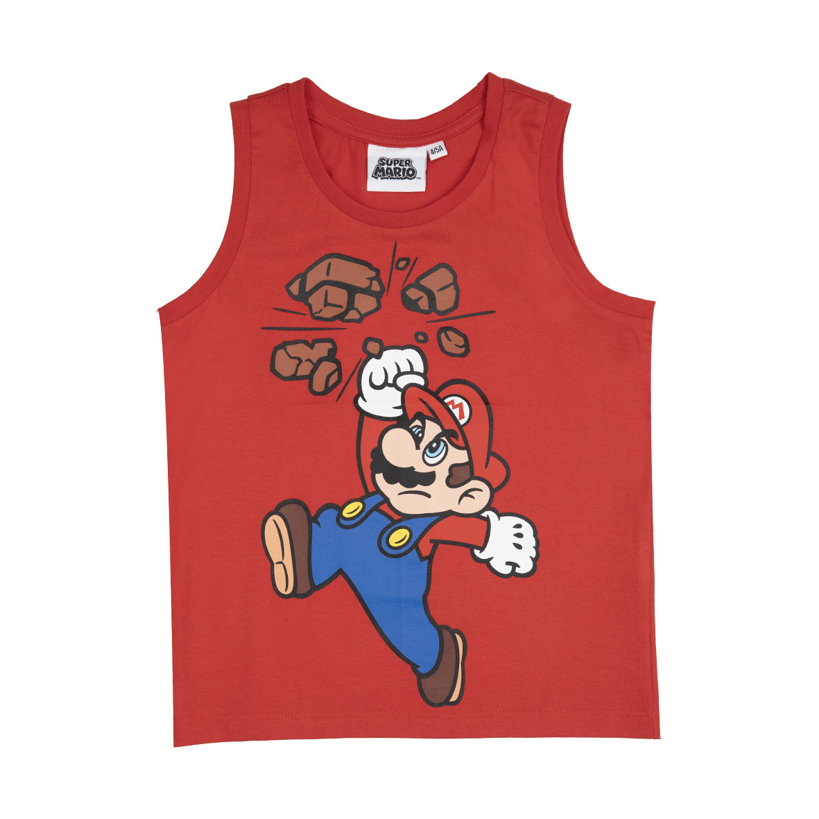 Super Mario canottiera bimbo rossa stampa grande cotone
