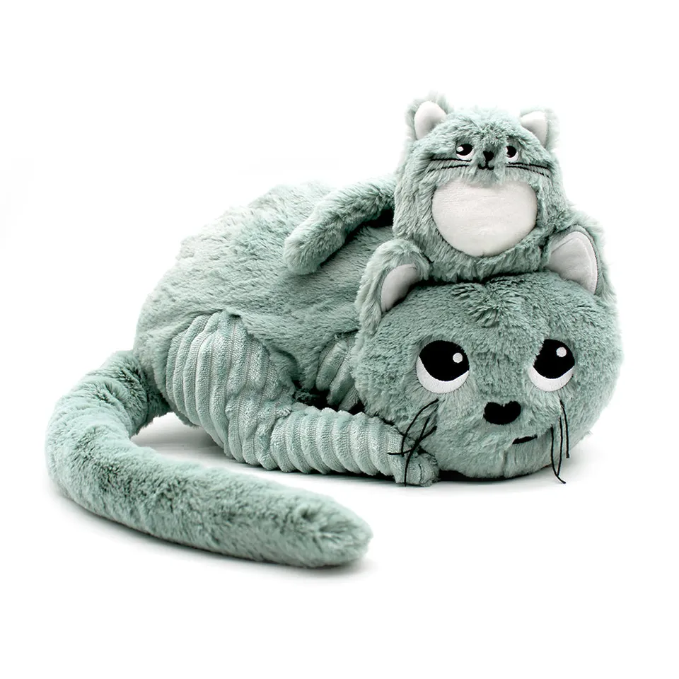 Les Deglingos Ptipotos Miaou Peluche Gatto Verde Menta 32 cm