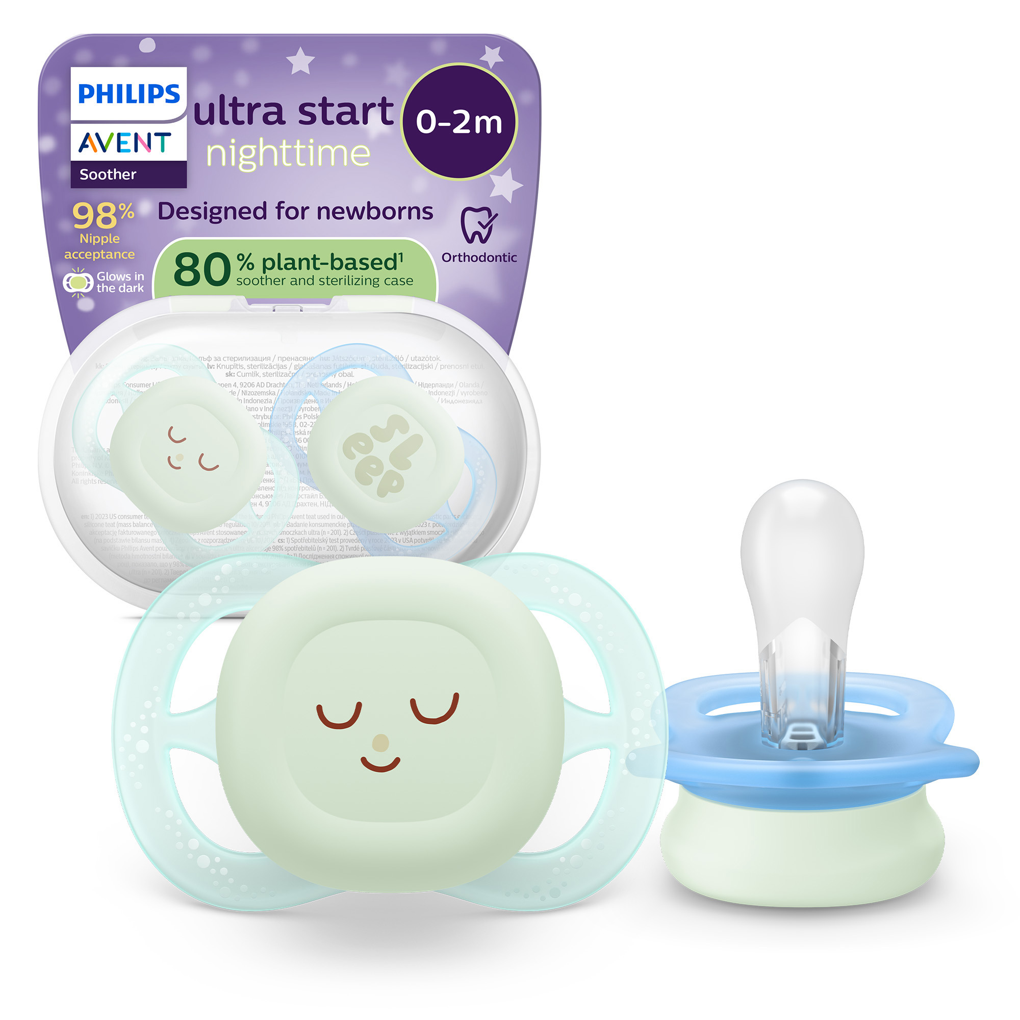 Philips Avent Ultra Start succhietto 0-2 mesi night 2 pz
