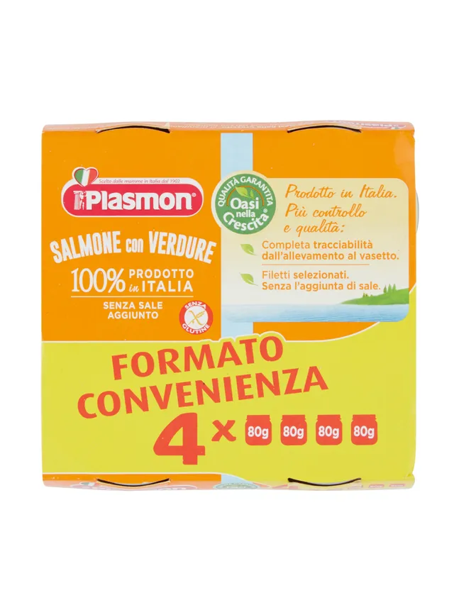 Plasmon Omogeneizzato Salmone Verdure 4x80g Neonato