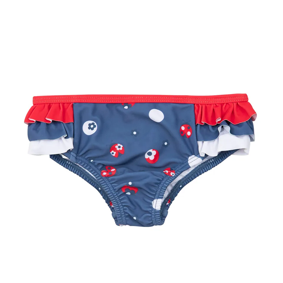 Costume Slip Bimba Blu Fiori con Frill Mare