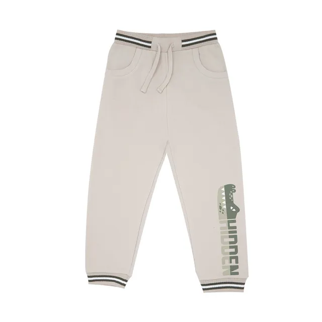 Pantalone Felpato Bimbo Panna Coccodrillo tasche