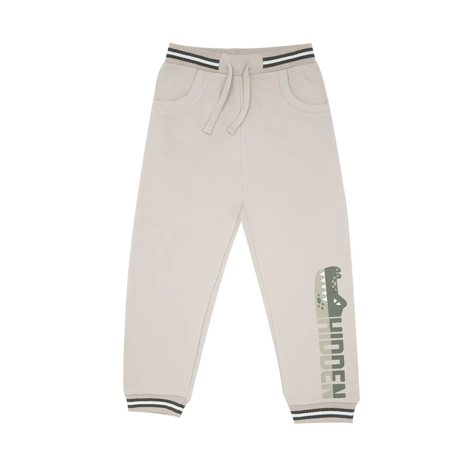 Pantalone Felpato Bimbo Panna Coccodrillo tasche