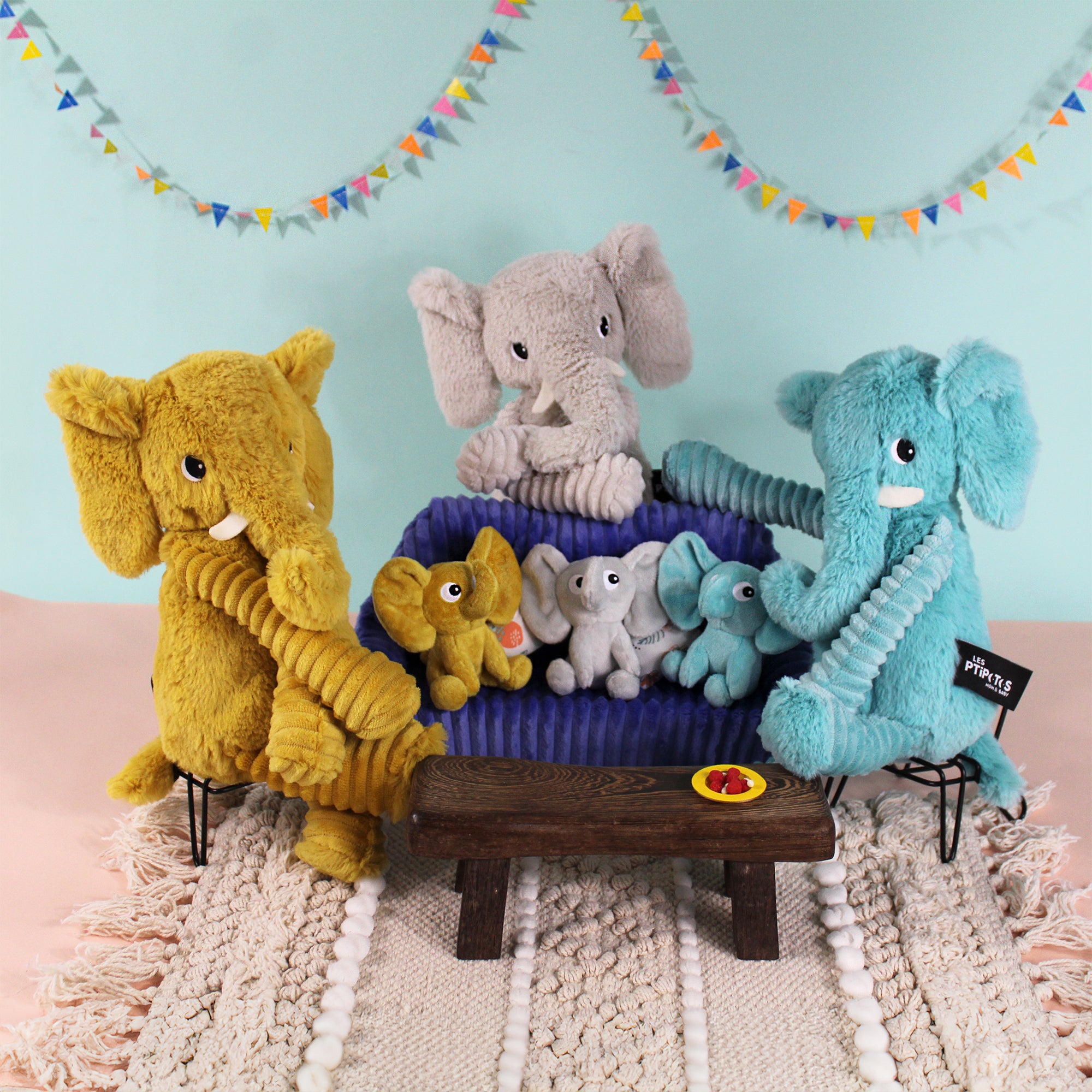 Les Déglingos Ptipotos Dimoitou Elefante peluche mamma bebè