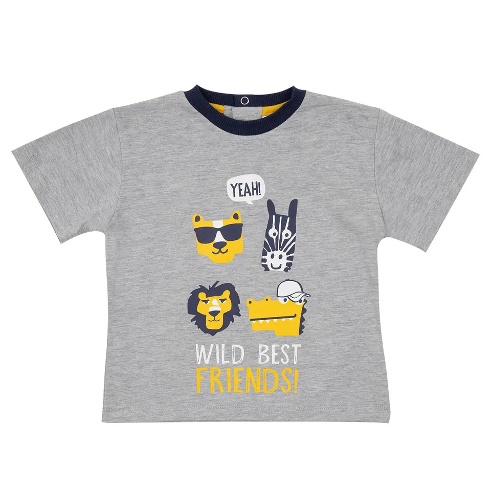 T-shirt jersey bimbo grigia Wild Friends girocollo