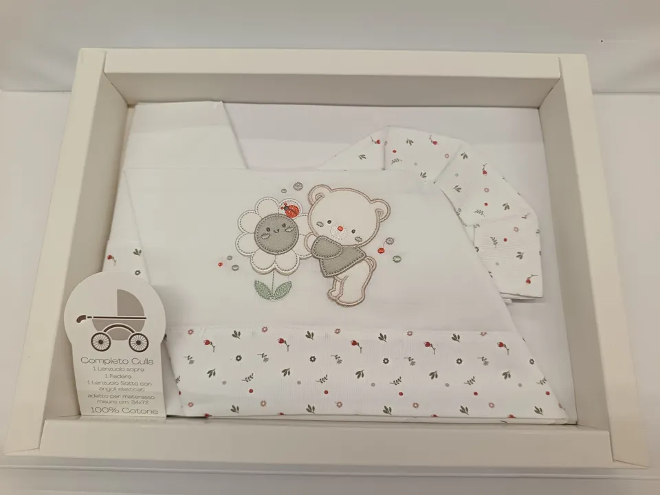 Set Lenzuoline Culla Cotone Orsetto 3 Pezzi