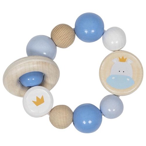 The Dida Ippopotamo Sonaglio Elastico Legno Blu