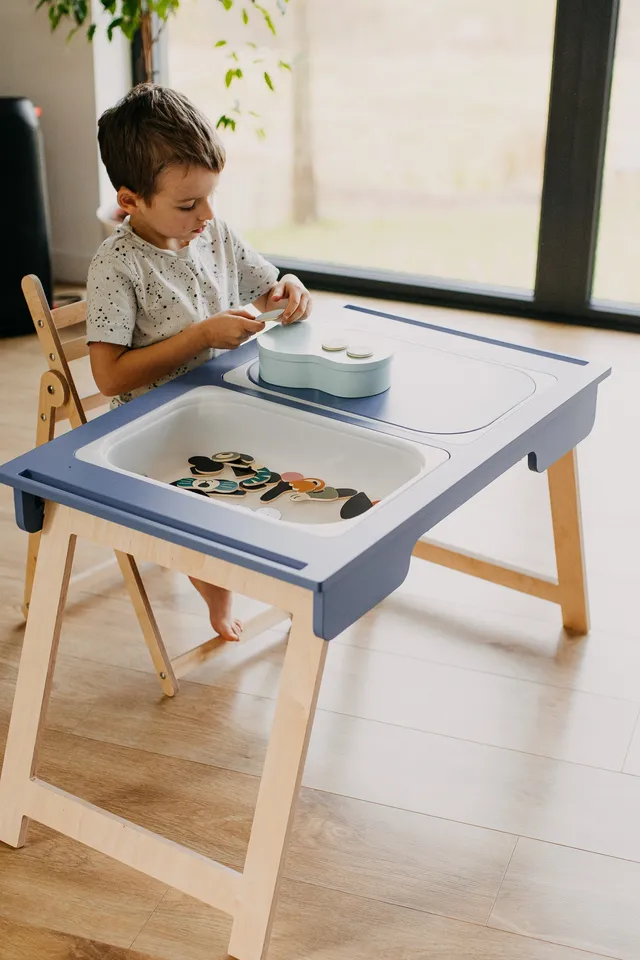 The Dida tavolo sensoriale legno 2 vaschette blu 18 mesi+