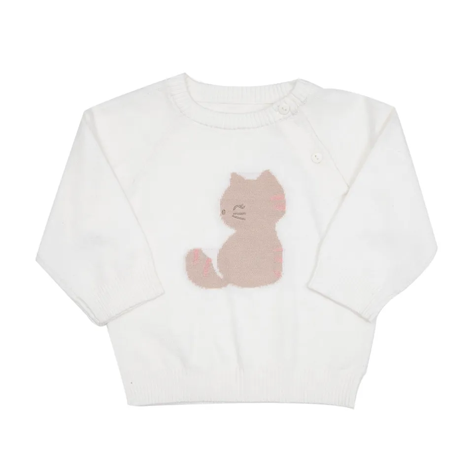 Toys Center Baby Tricot Bimba maglia panna gattino