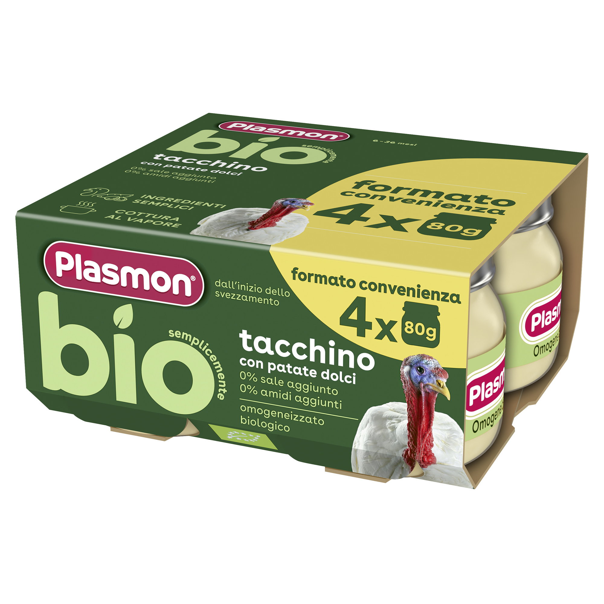 Plasmon omogeneizzato bio tacchino 4x80g con patate dolci