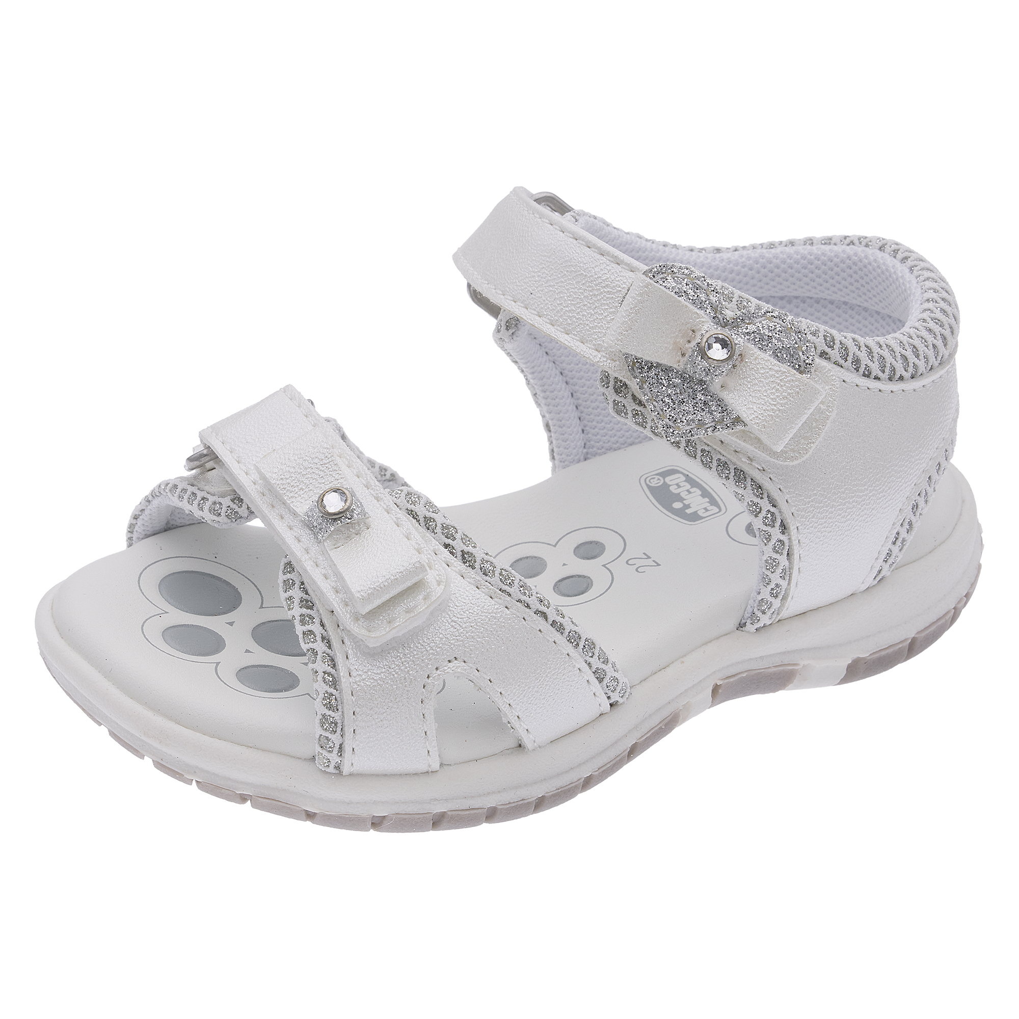 Chicco sandali bimba bianchi fiocco glitter con strappo