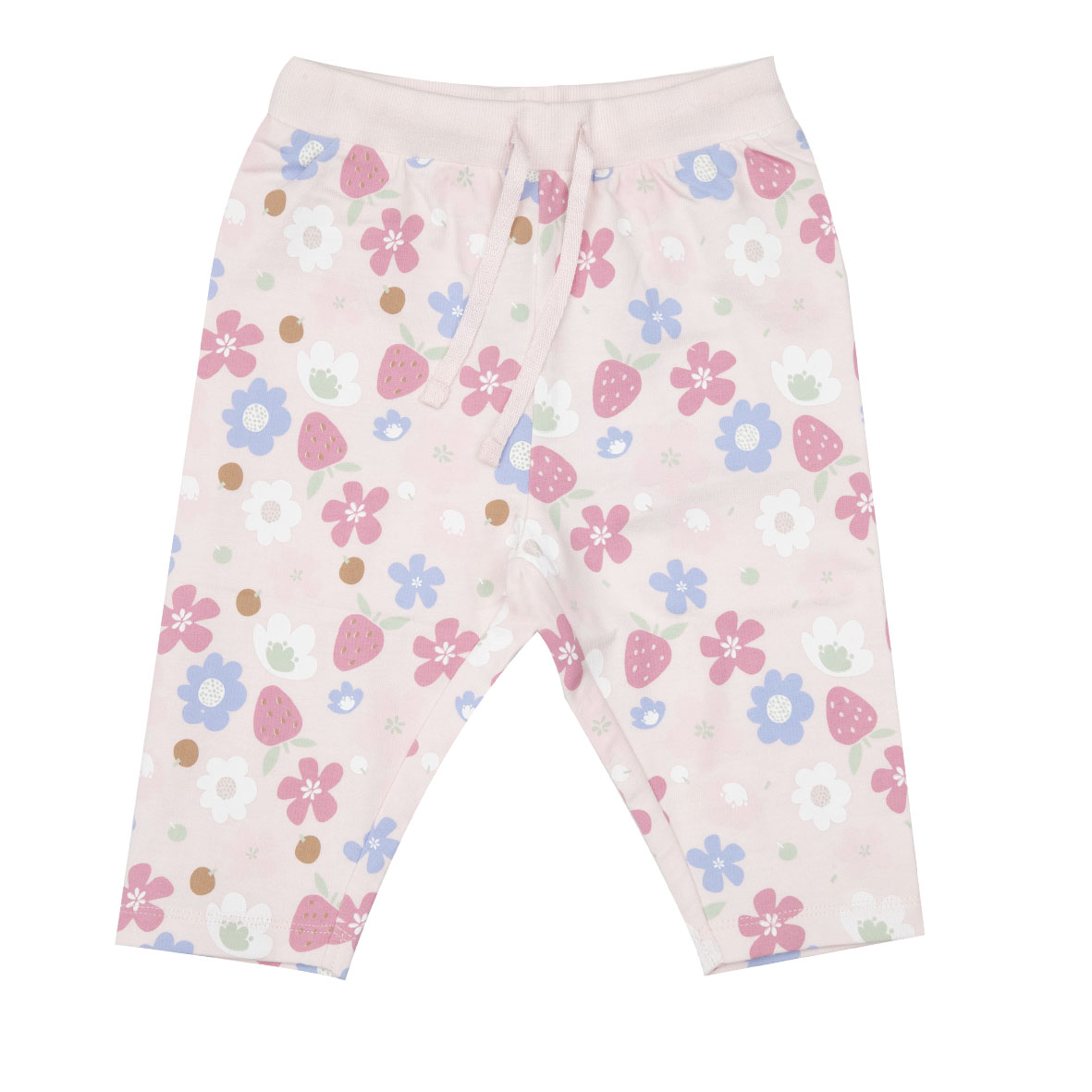 Pantalone bimba rosa stampa fiori elastico con tasca