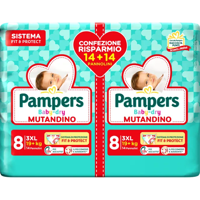 Pampers Baby Dry pannolino mutandina taglia 8 3XL x28