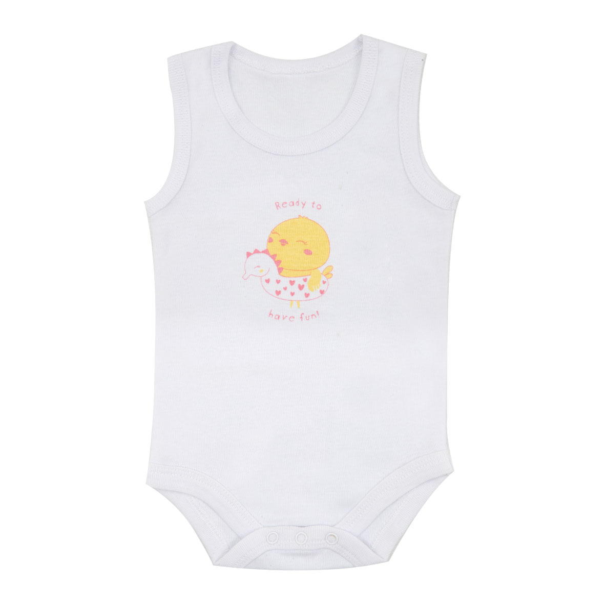 Toys Center Baby body canotta bimba bianco stampato in costina