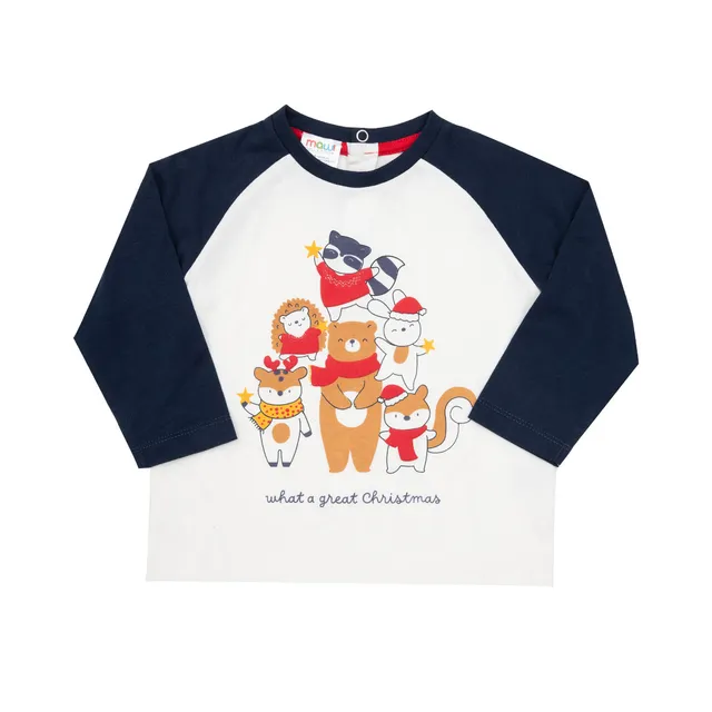 T-shirt manica lunga bimbo bicolor Christmas cotone