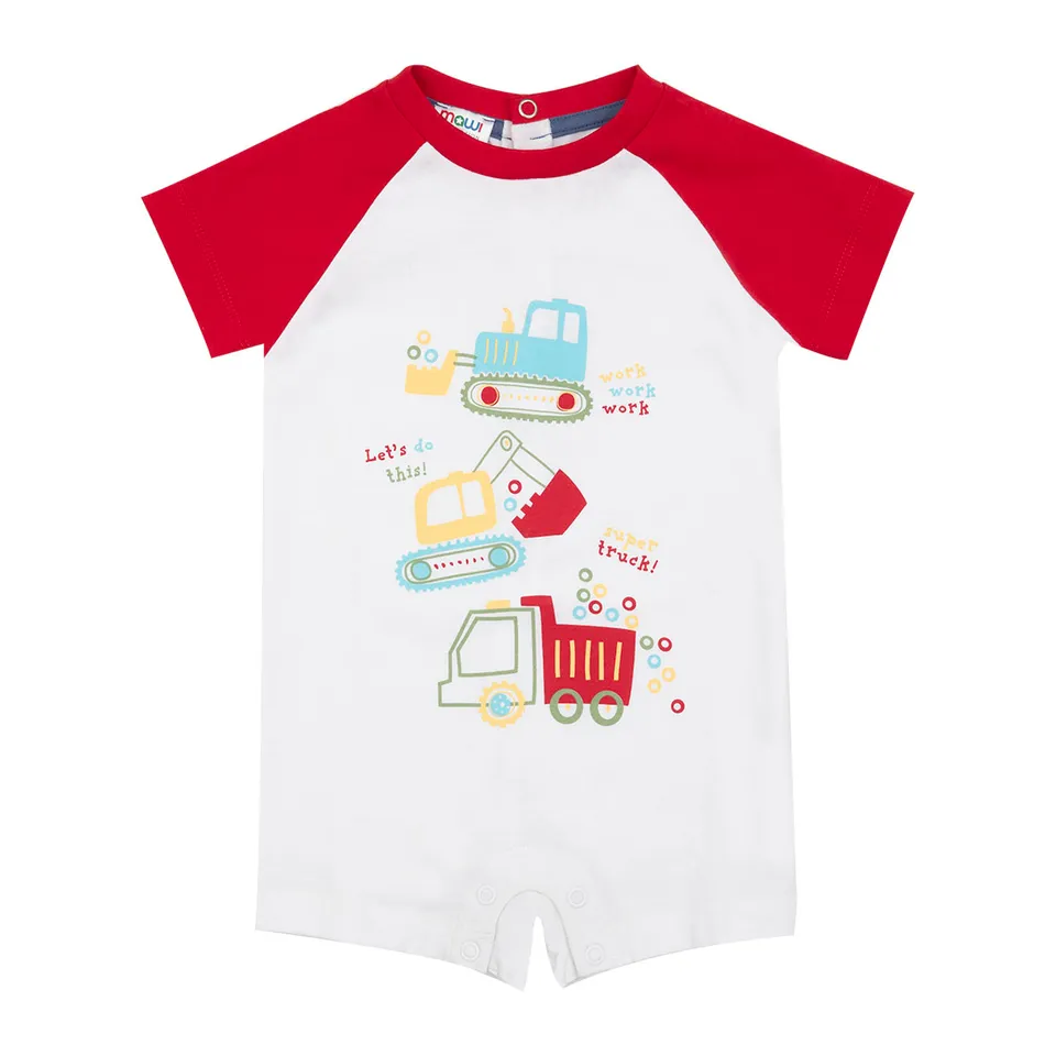 Escavatori pigiama intero jersey bimbo bianco rosso