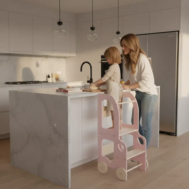 The Dida Coche torre di apprendimento rosa legno 2 in 1