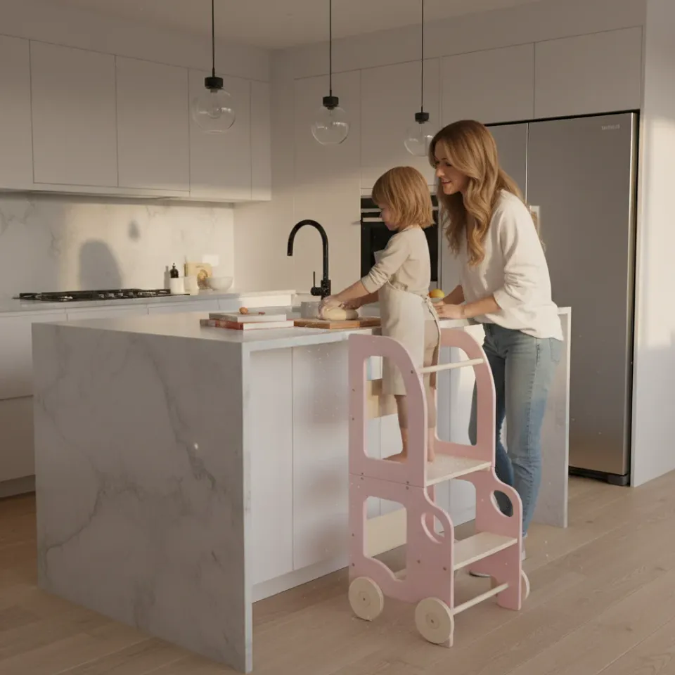 The Dida Coche torre di apprendimento rosa legno 2 in 1