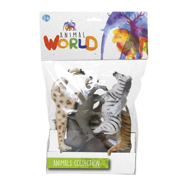 Animal World Animali Fattoria Savana giochi 6 pezzi assortiti