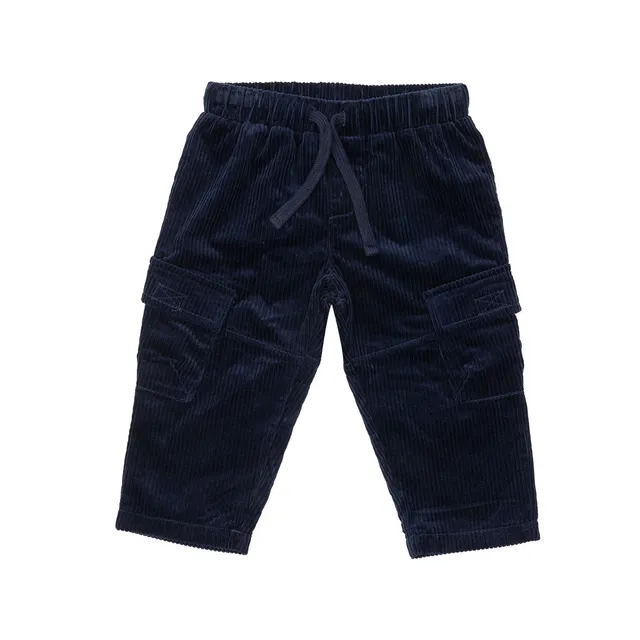 Pantalone velluto bimbo blu costine con coulisse
