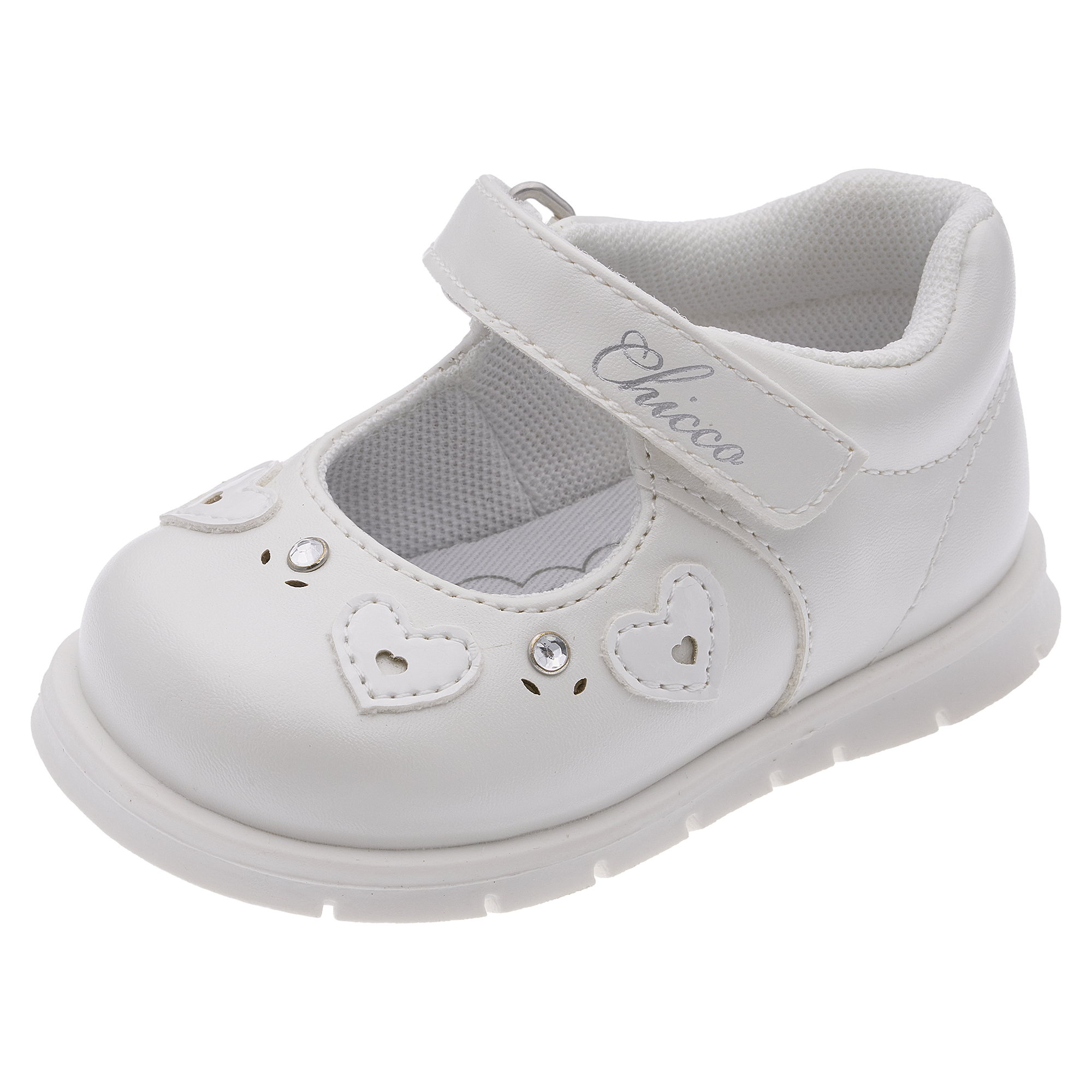 Chicco ballerine bimba bianca cuori strass festa