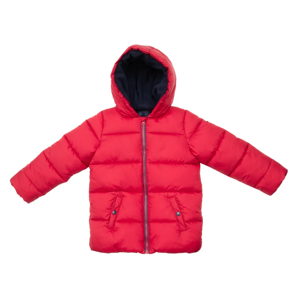 Piumino imbottito bimbo rosso con cappuccio tasche