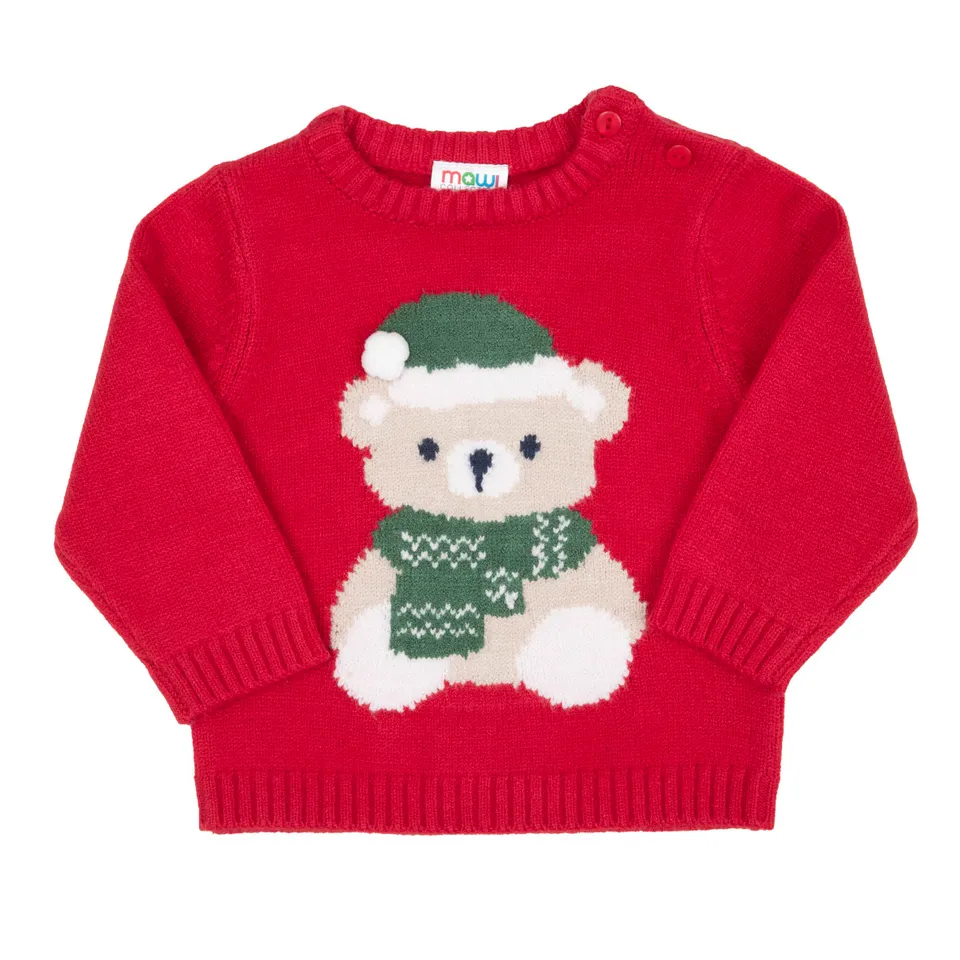 Toys Center Baby Maglia Tricot Bimbo Rossa Orsetto Natale