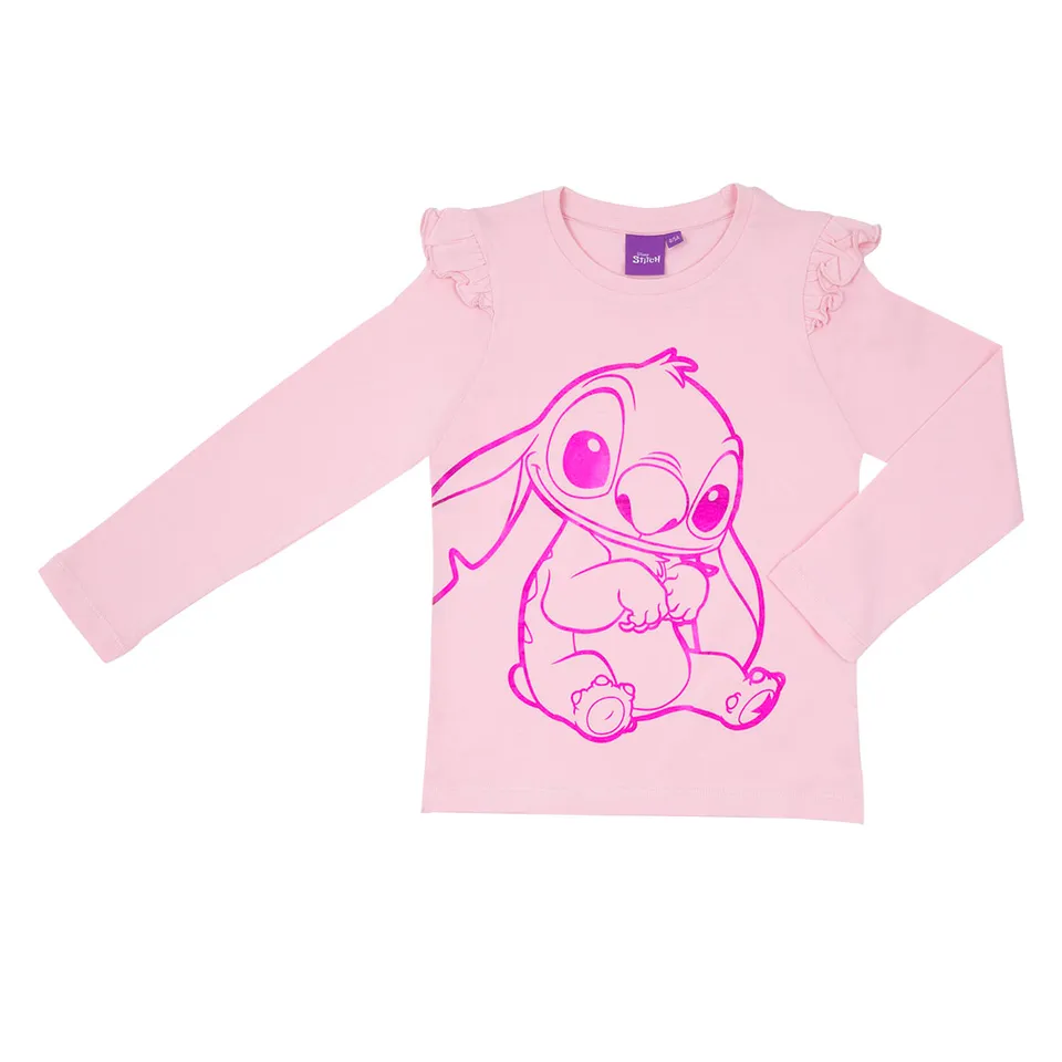 T-shirt manica lunga bimba rosa Lilo e Stitch