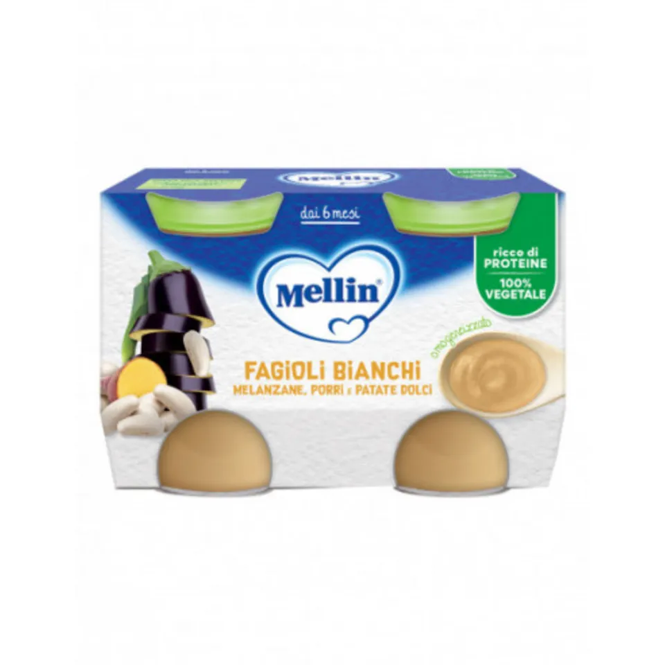 Mellin omogeneizzato fagioli bianchi melanzane 2x130 g