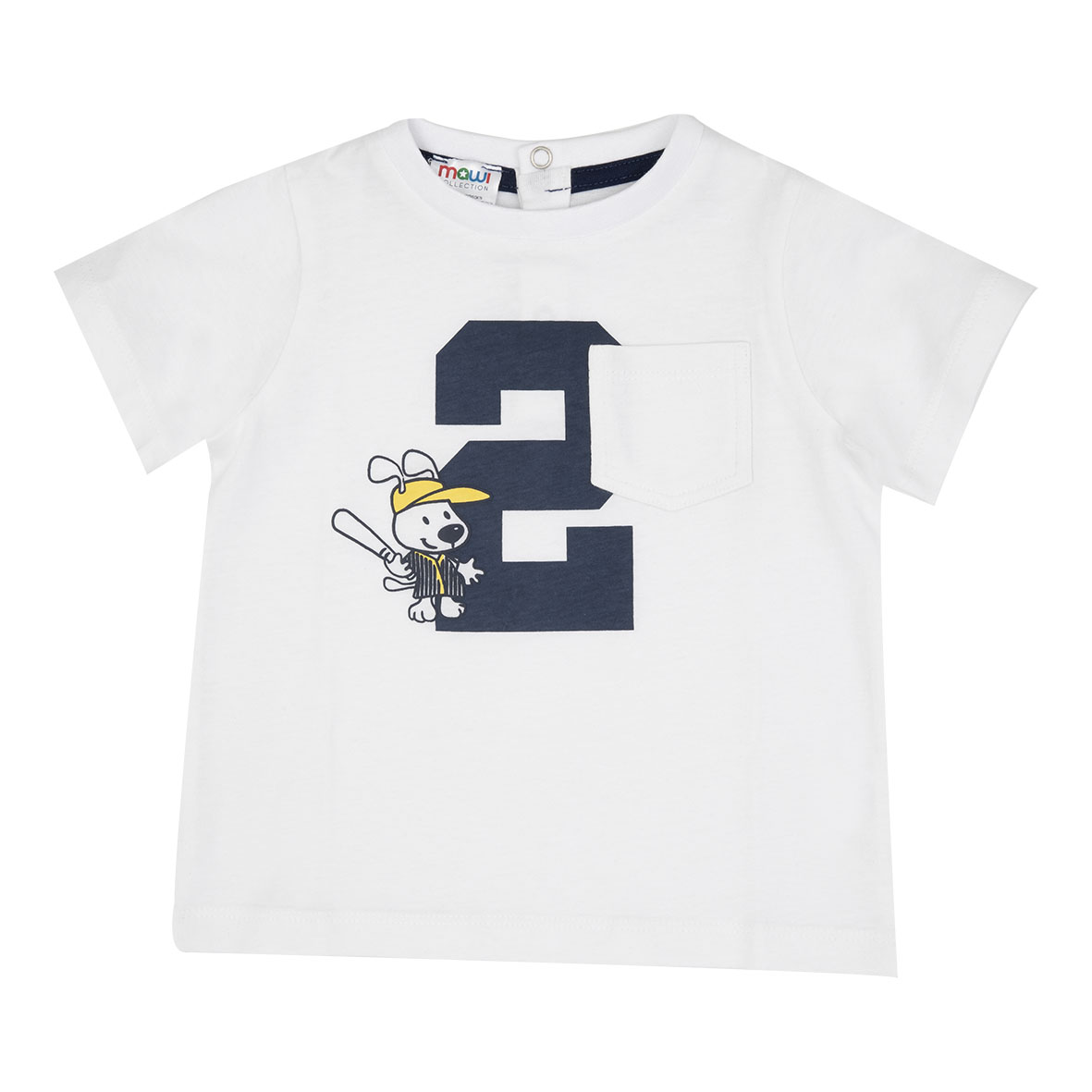 T-shirt Bimbo Bianca Jersey Stampa Baseball