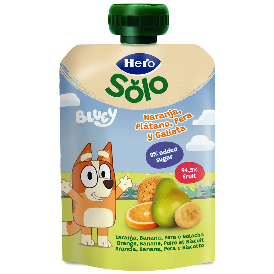 Hero Solo Bluey pouch banana pera biscotto 100 g