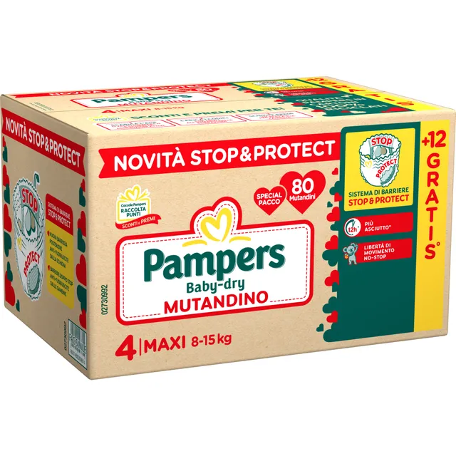 Pampers Baby-Dry mutandina taglia 4 92 pz 8-15 kg
