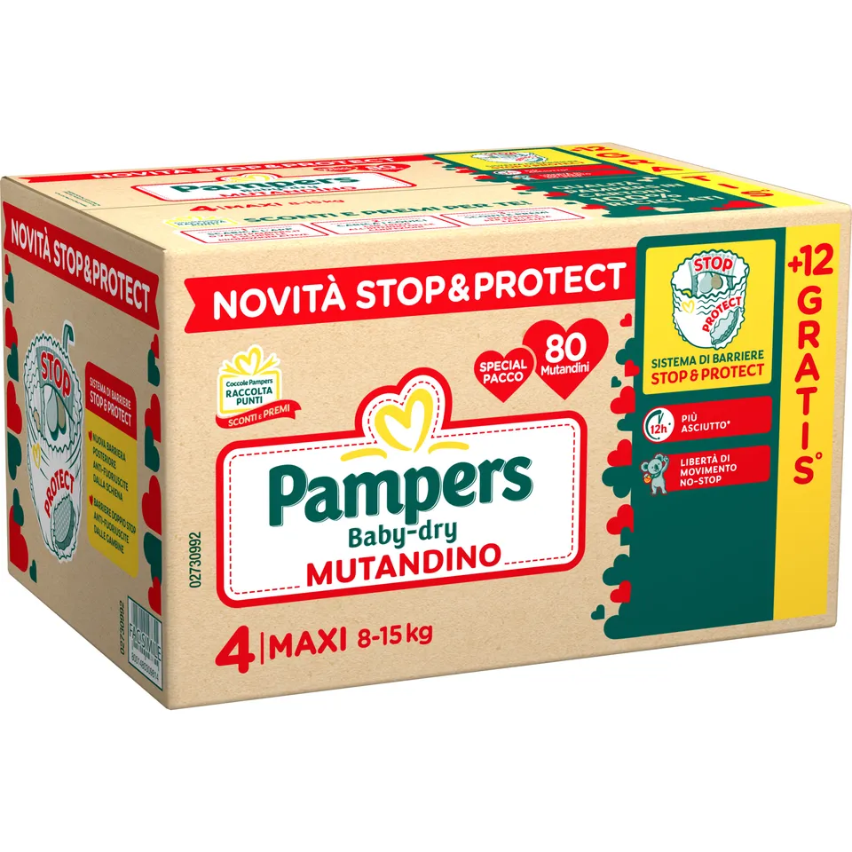 Pampers Baby-Dry mutandina taglia 4 92 pz 8-15 kg