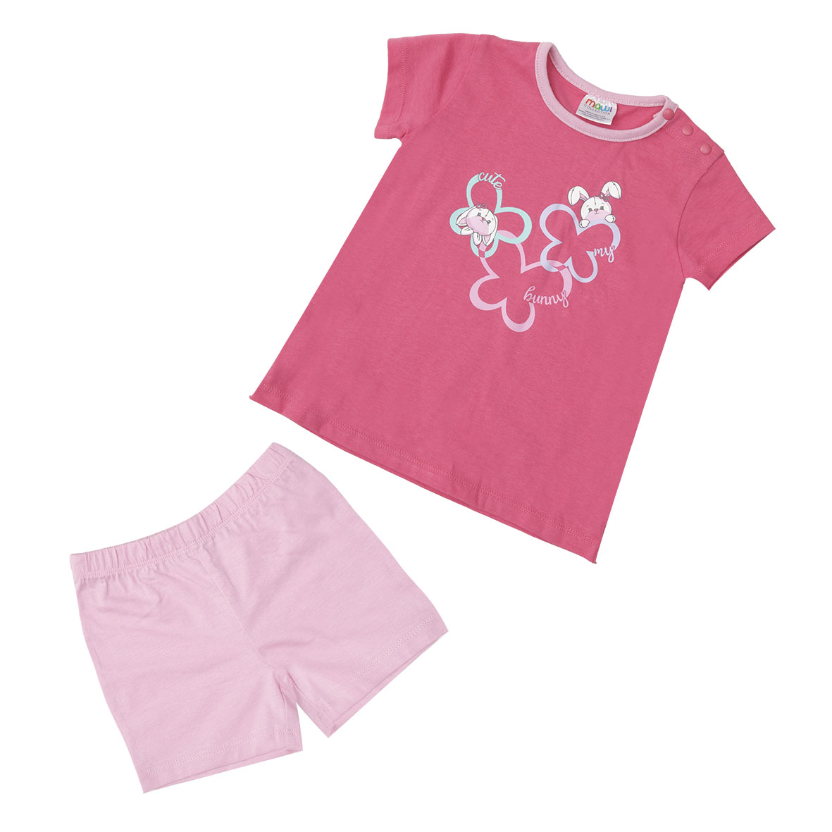 Pigiama Estivo Due Pezzi Bimba Rosa Coniglietti Jersey