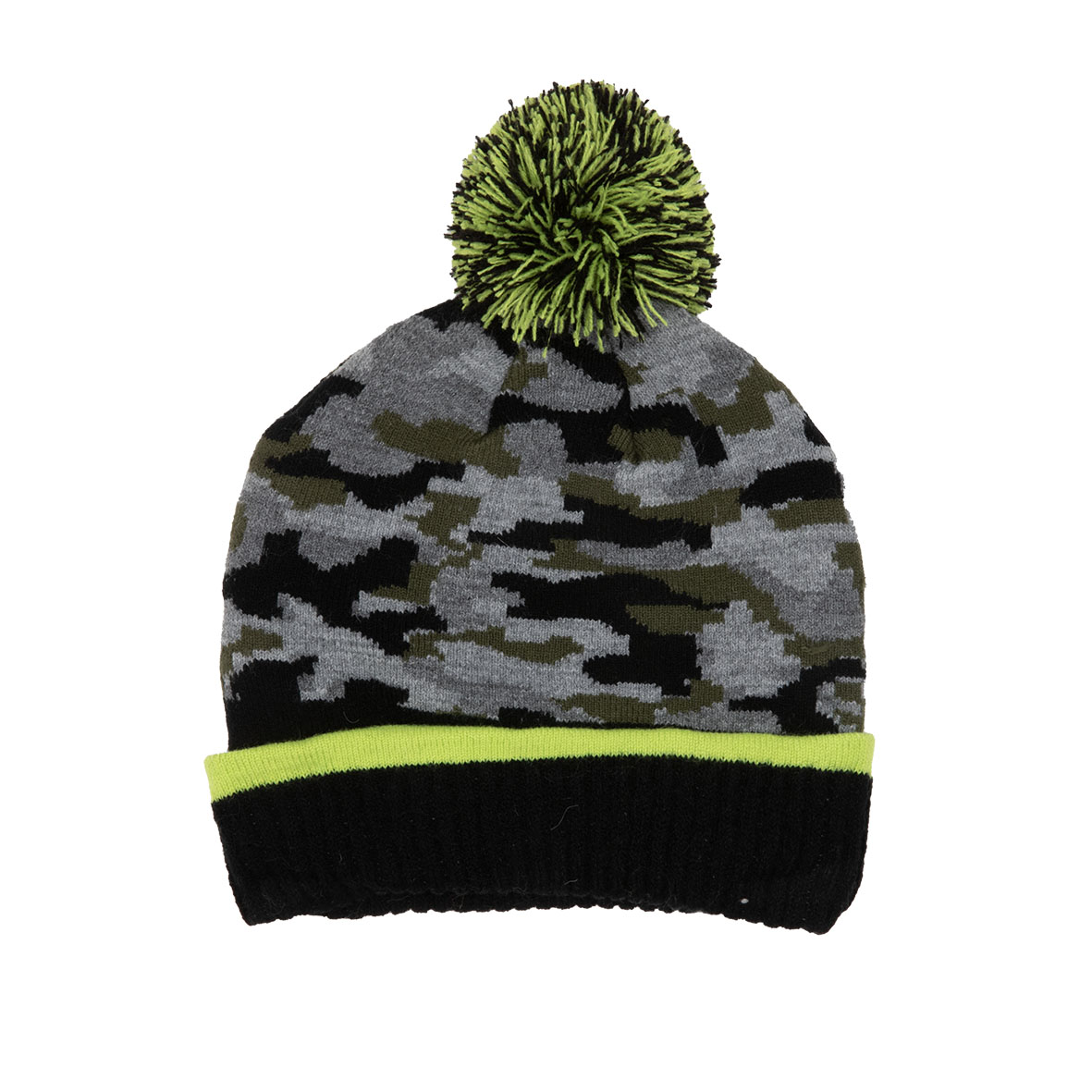 Cappello bimbo cuffietta invernale mimetico con pon pon